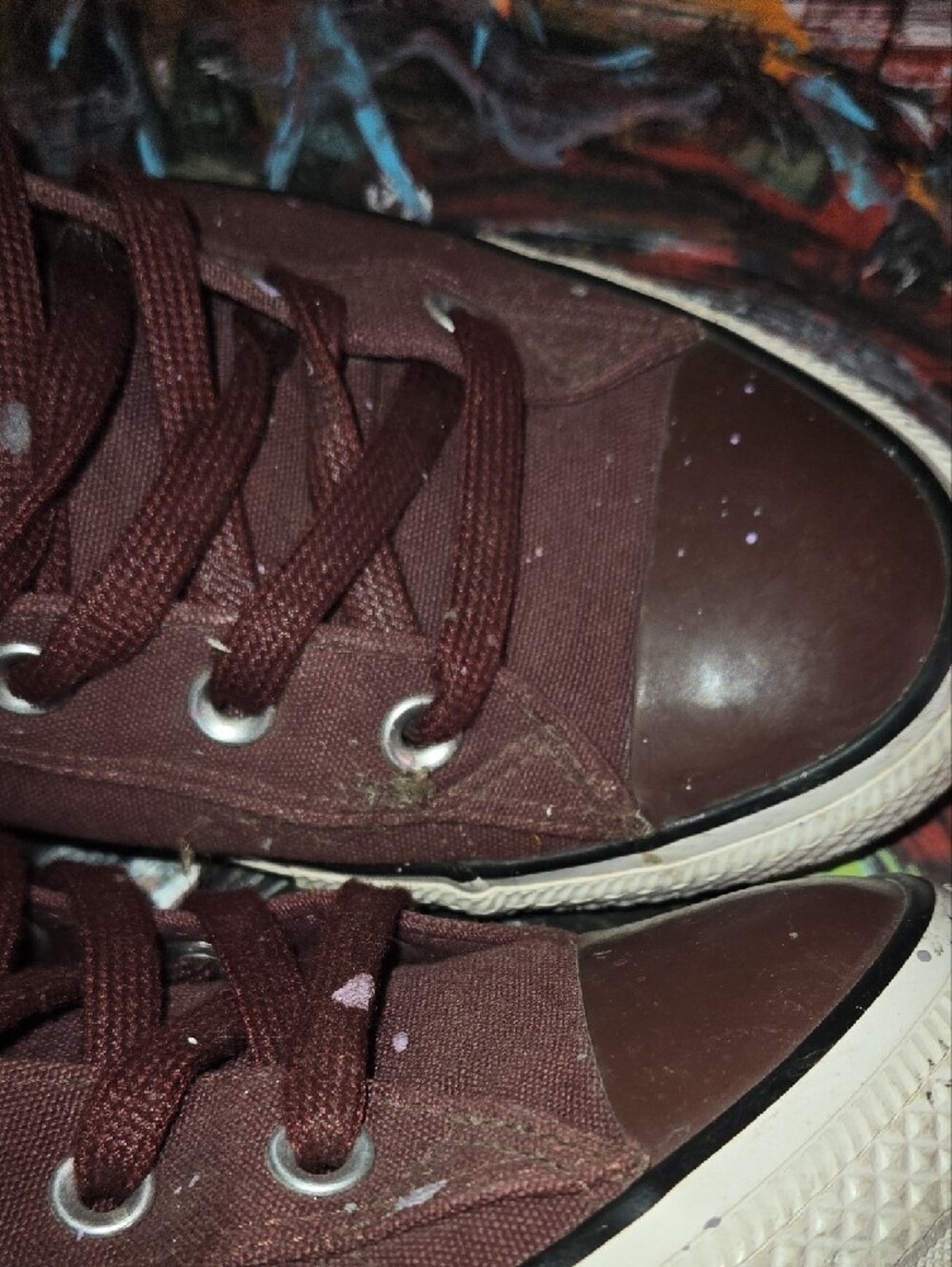 Converse High Top Sneakers in Burgundy - Picture 3 of 12